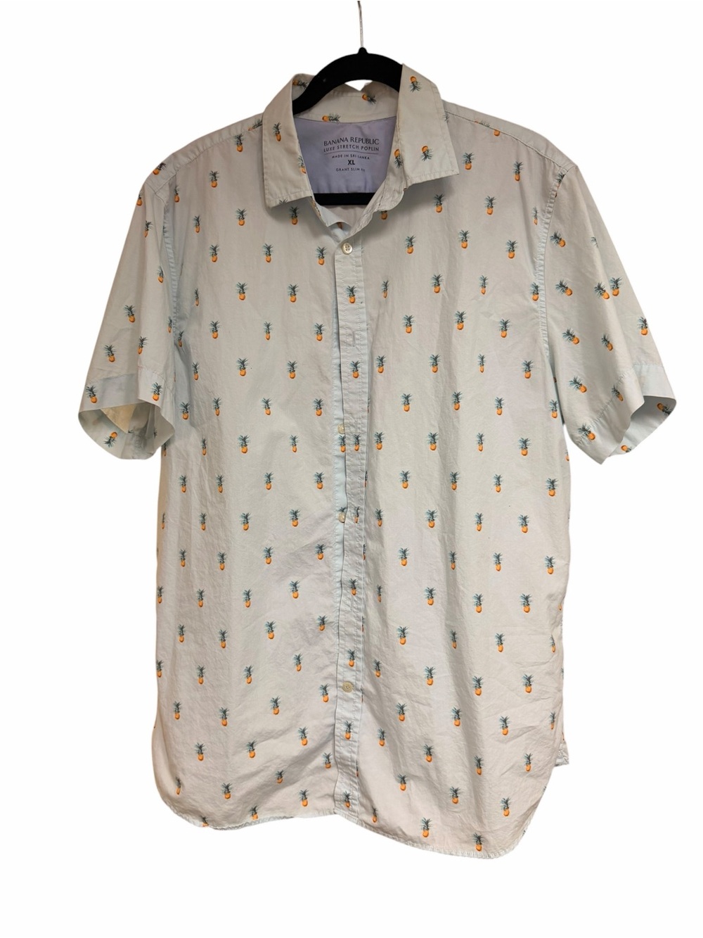 Banana Republic Men’s Short-Sleeve Pineapple Print Shirt - Light Cream
